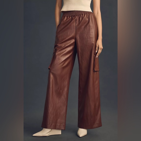 Anthropologie Hutch Pull on Faux Leather Pants Size 8 Black New